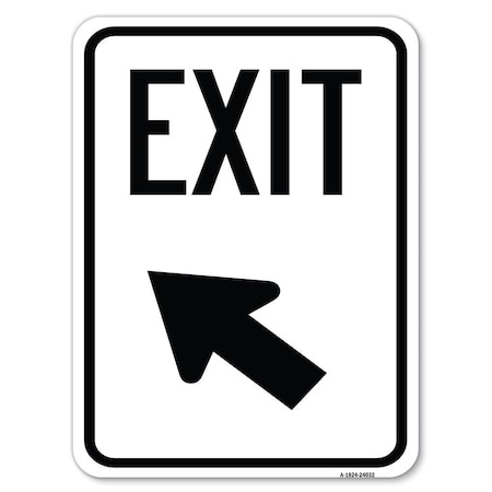 Signmission Exit Sign Exit W/ Left Arrow Heavy-Gauge Alum Rust Proof Parking Sign, 18" H, 24" L, A-1824-24032 A-1824-24032